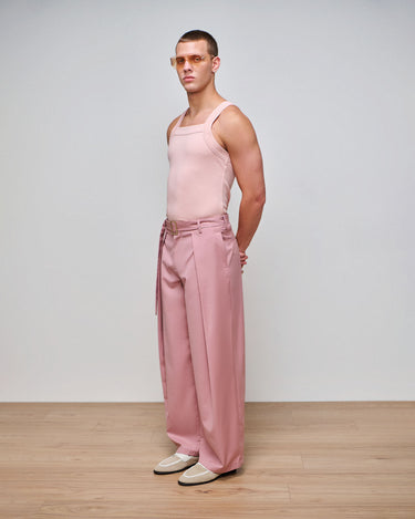 Heath Blush Wide Leg Belted Trouser