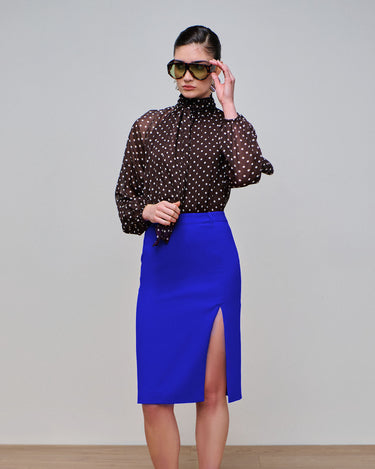 Delta Cobalt Slit Pencil Skirt