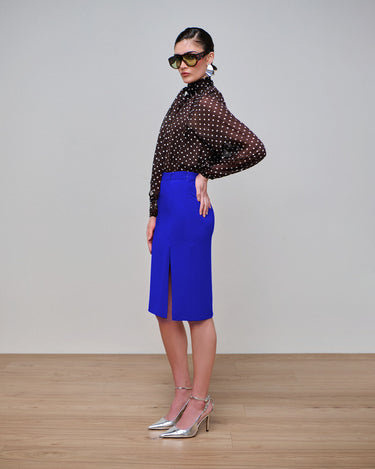 Delta Cobalt Slit Pencil Skirt
