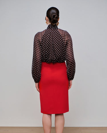 Delta Crimson Slit Pencil Skirt