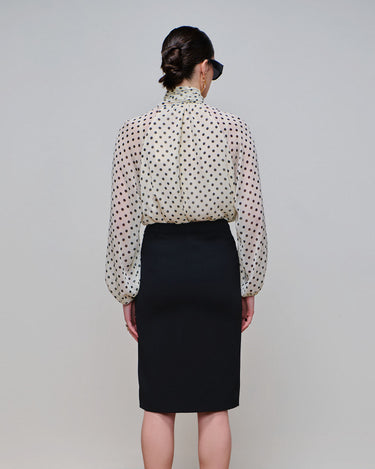 Delta Black Slit Pencil Skirt