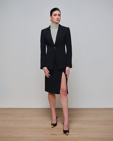 Delta Black Slit Pencil Skirt