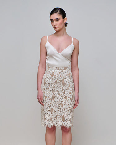 Margo Ivory Lace Pencil Skirt