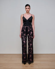 Zoe Black/Pink Lace Wide Leg Trouser