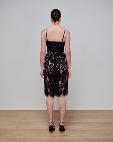 Margo Black/Pink Lace Pencil Skirt