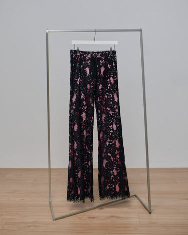 Zoe Black/Pink Lace Wide Leg Trouser