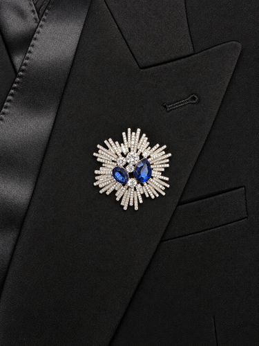 Blue Crystal Burst Brooch
